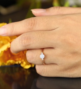 Round Cut Moissanite 925 Sterling <b>Silver</b> Luxury Engagement & Wedding Promise <b>Ring</b> Classic <b>Solitaire</b> Dainty Minimalist Party - Product Image 4