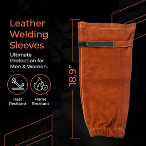 Manches de protection individuelle en cuir de vachette résistant à la chaleur et aux flammes pour le soudage industriel et les pompiers - Product Image 4