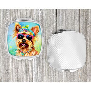 Yorkshire Terrier Hippie Dawg Compact Folding Handheld Makeup <b>Mirror</b> Decorative <b>Travel</b> Gift for Women and Girls Pocket Size - Product Image 4