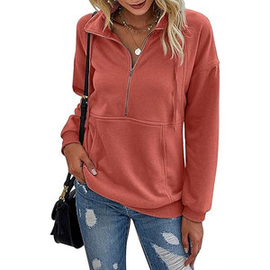 Sweat-shirt léger pour femme avec fermeture éclair quart de tour, coupe confortable, manches longues, idéal pour l'entraînement, les voyages et les tenues. - Product Image 1