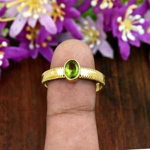 Minimalist Natural <b>Green</b> Peridot <b>Ring</b> 18K Gold Plated Oval Gemstone <b>Ring</b> August Birthstone Statement <b>Ring</b> For Women Gift - Product Image 3