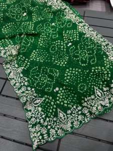 ผ้าไหมแท้แบบดั้งเดิมสำหรับงานปาร์ตี้ ลายจอร์เจีย พร้อมงานปัก ขอบลูกไม้ และพู่ห้อย - Product Image 5