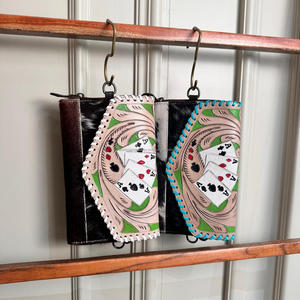 Elegante billetera de cuero de vaca turquesa para mujer, funda de teléfono de mano tallada, accesorio elegante de moda - Product Image 3