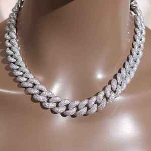 Collier Statement Géométrique Hiphop en Argent 925 et Moissanite, Plaqué Or Rose, Chaîne à Maillons, Bijou Unisexe de Fiançailles de Luxe - Product Image 2