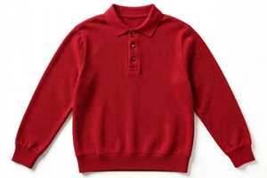 เสื้อสเวตเตอร์แขนยาวสีแดงเบอร์กันดีสำหรับผู้ชาย ผ้าฟลีซถักจากผ้าฝ้ายผสมสแปนเด็กซ์ คอปกติดกระดุม ดีไซน์เรียบง่าย ระบายอากาศได้ดี น้ำหนัก 220 กรัม - Product Image 3