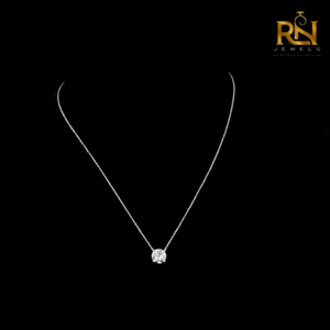 Collier pendentif diamant rond style vintage, chaîne solitaire en or massif 9K 14K 18K, bijoux fins - Product Image 1