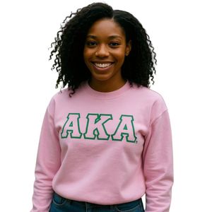 Sudadera Personalizada AKA Pink con Bordado en Sarga, Cuello Redondo, Color Verde Bosque, Unisex, para Hermandades Griegas, OEM ODM - Product Image 5