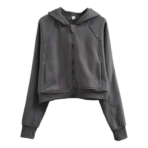 Hauts de sport en coton pour femmes fabriqués au Pakistan, vente en gros, avec logo personnalisé, sweats à capuche et sweat-shirts courts à manches longues - Product Image 1
