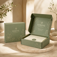 Boîte d'expédition en carton ondulé kraft écologique personnalisée avec gaufrage, intérieur noir, logo doré à chaud, fermeture auto-adhésive, OEM