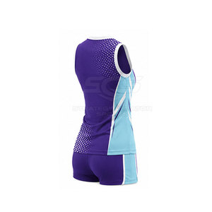 Ensemble d'uniformes de volley-ball personnalisés pour femmes, maillot sans manches et short violet turquoise, vêtements de sport par sublimation - Product Image 6