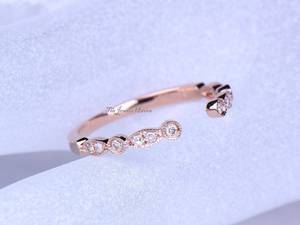 New Moissanite <b>Gap</b> Wedding Band Rose Silver Open Wedding Band Dainty Wedding Band Women Stacking Ring Gold Promise Ring Open Set - Product Image 5