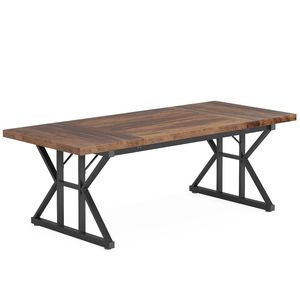 Tavolo da Pranzo Rettangolare in Legno con Gambe in Metallo per Cucina e Soggiorno - Product Image 6