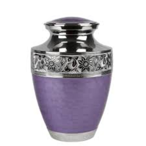 Urna funeraria vintage morada para cenizas humanas, tamaño adulto, grabada a mano, de aluminio, con tapa, al precio más bajo. - Product Image 3