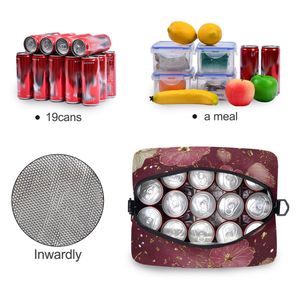 Floral Insulated Lunch Bag Waterproof Portable Food Tote Zipper <b>Cooler</b> Bag for Travel Camping - Product Image 4