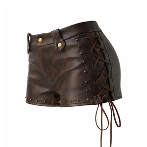 Jupe en cuir véritable pour femme, taille mi-haute, coupe classique, décontractée, avec cordon de serrage, grande taille, séchage rapide, imperméable - Product Image 6