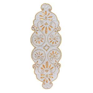 Camino de Mesa con Cuentas Blancas y Doradas, Hecho a Mano, con Diseño Floral Real, para Decoración de Bodas, Hoteles, Restaurantes y Hogar, Regalo de Otoño - Product Image 1