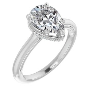 Pear Cut Moissanite <b>Ring</b> 925 Sterling <b>Silver</b> White Gold Plated <b>Solitaire</b> Engagement Wedding Promise <b>Ring</b> for Women - Product Image 4
