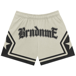 Women <b>Mesh</b> Shorts 160 GSM Breathable Polyester Fabric Brown Gold Spider Web Graphic Custom <b>Screen</b> Print Logo women's shorts - Product Image 3