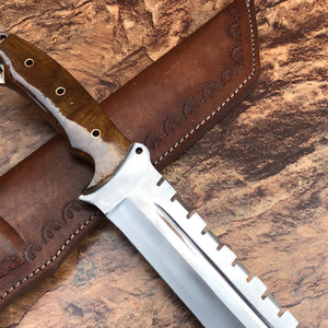 Cuchillo Tracker de Acero D2 Hecho a Mano con Mango de Palisandro Marrón, Hoja Fija Pulida, Cuchillo de Caza y Camping para Exteriores con Funda de Cuero - Product Image 4