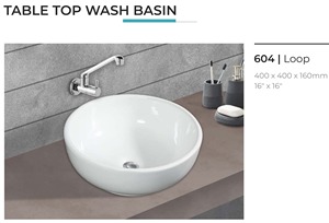 Lavabo Ovalado Blanco para Baño, Lavabo Moderno para Encimera, 505 x 305 x 125 mm - Product Image 1