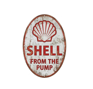 Vintage Oval Metal Tin Sign Texaco Red <b>Star</b> Logo Distressed Black Plaque Gas Station Garage Man Cave Home Wall Decoration - Product Image 6