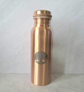 Bouteille d'eau sport en cuivre pur, écologique, martelée, imprimée, bienfaits pour la santé, taille personnalisée, couvercle, gym, école, 1000 ml - Product Image 6