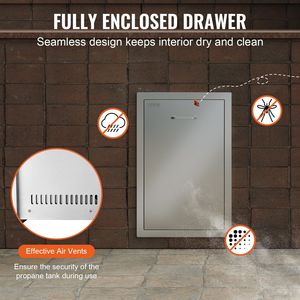 Cassetto portaoggetti in acciaio inox per cucina da esterno 16Wx24.4Hx16D pollici con maniglie estraibili per serbatoio del propano e pattumiera, ideale per barbecue e campeggio - Product Image 6