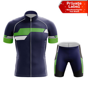 Uniforme de Ciclismo de Alta Calidad, Personalizable, con Estampado Digital, Manga Corta, Conjunto para Competencia, Colores Azul y Amarillo - Product Image 1