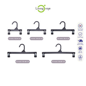 Lot de 10 cintres à vêtements en plastique de 14 pouces avec pinces et patins en caoutchouc antidérapants, OEM disponible - Product Image 1