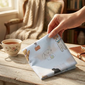 [K-ESSENTIALS] Petite serviette colorée en coton doux des années 60, motif animalier mignon, bordure en dentelle de dessin animé - Product Image 2
