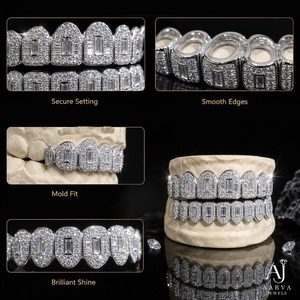 Grillz dentaires personnalisés en moissanite, en argent 925 plaqué or, unisexe, bijoux dentaires hip-hop pour les fêtes - Product Image 5