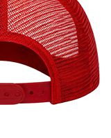 Gorra trucker roja y blanca personalizada con malla trasera, cierre ajustable, transpirable, frente de espuma de poliéster, logotipo personalizado, gorra de béisbol.