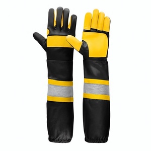 Custom Goatskin Leather Beekeeper <b>Gloves</b> with <b>Long</b> Canvas Sleeves & Elastic Cuffs Sting-Proof Protective <b>Gloves</b> for Beekeeping - Product Image 5