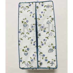 Funda para Caja de Pañuelos de Algodón con Estampado Floral Azul Bebé, con Volantes, Reutilizable, Decorativa, para Mesas de Hogar y Hotel - Product Image 5
