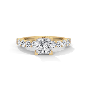 Bague de fiançailles en or jaune 14 carats avec diamant de laboratoire taille princesse, sertie à griffes, bijou pour anniversaire de mariage - Product Image 1