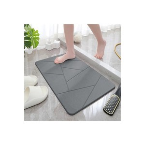 Modern Geometric Microfiber Bath <b>Mat</b> Rectangle Scalloped Pattern Non-Slip Grey Home <b>Bathroom</b> Rug Thin Machine Washable - Product Image 5