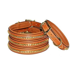Superior Quality Handmade Leather Padded Dog Collar With <b>Stud</b> Work Top Indian Manufacturer Supplier Saman Exports - Product Image 2
