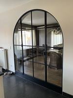 Porte en acier et verre de luxe avec design français, ouverture manuelle pour villas, appartements, hôtels
