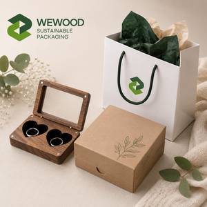 Custom Logo Walnut Wood Double Ring <b>Box</b> with <b>Glass</b> Lid Luxury Wedding Ring Bearer <b>Box</b> Jewelry Gift Packaging - Product Image 3