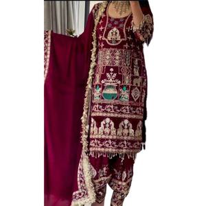 Lancement d'un nouveau look de soirée de créateur : haut, dhoti salwar et dupatta - Product Image 1