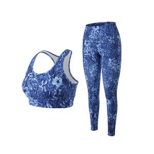Conjunto Deportivo de 2 Piezas para Mujer con Estampado Floral Premium, Leggings sin Tirantes con Cintura Elástica y Sujetador Deportivo, Ropa Deportiva de Alta Elasticidad - Product Image 6