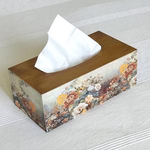 Caja de pañuelos de madera impresa de grado comercial, caja de pañuelos de madera impresa de marca para exhibición de logotipo de restaurante, estuche de accesorios al por mayor - Product Image 2