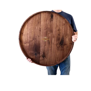 Plateau rond en bois massif naturel, plateau de service en bois écologique pour le café, le thé, les aliments, les desserts, utilisation en cuisine - Product Image 6