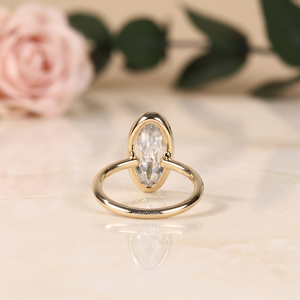 925 <b>Sterling</b> <b>Silver</b> Bezel <b>Set</b> Oval Moissanite <b>Ring</b> Gold Plated Solitaire Engagement <b>Ring</b> Minimalist Fine Jewelry for Women Gifts - Product Image 4