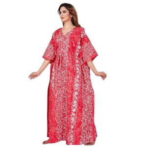 Women’s Pure Cotton Solid Maxi Kaftan Nighty Comfortable Loose Fit Lounge Wear Dress - Product Image 2
