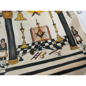 Tablier maçonnique personnalisé brodé en 3D, style classique, rouge, blanc, bordure dorée, accessoire de cérémonie pour franc-maçon - Product Image 4