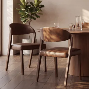 SINTERIOR <b>VINTAGE</b> TAN KENNEDY WOODEN DINING <b>CHAIR</b> - Product Image 1