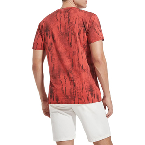 Men T <b>Shirt</b> Red Black Crinkle Crack Washed Effect Short Sleeve Crew Neck Casual Summer Tee - Product Image 3