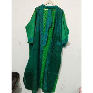 Robe Kimono Maxi Vintage en Soie Recyclée Assortie pour Femme, Élégante, Patchwork, Col en V, Cordon de Serrage, Respirante, Séchage Rapide, Idéale pour l'Été - Product Image 4