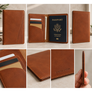 RFID Blocking Slim Genuine Leather Passport <b>Wallet</b> with Custom Logo Long <b>Card</b> <b>Holder</b> Fold Design - Product Image 1